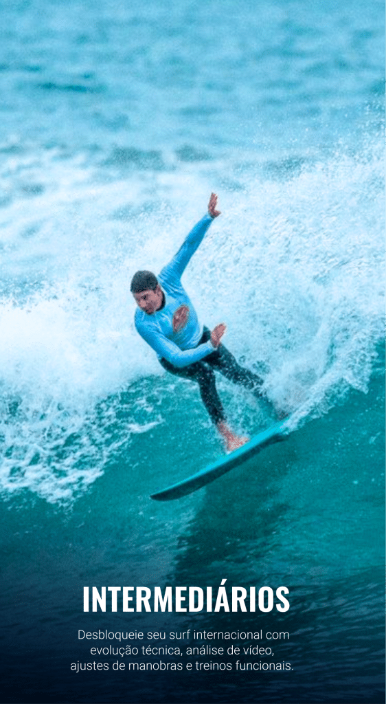 Surfcamp Intermediário: Desbloqueie seu surf com evolução técnica, análise de vídeo, ajuste de manobras e treinos funcionais.